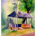 Landscape watercolor painting titled 'Plain air', 20x14 inches, by artist Biki Das on Paper