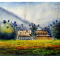 Landscape watercolor painting titled 'Plain air', 22x14 inches, by artist Biki Das on Paper