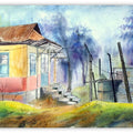 Landscape watercolor painting titled 'Plain air', 22x29 inches, by artist Biki Das on Paper