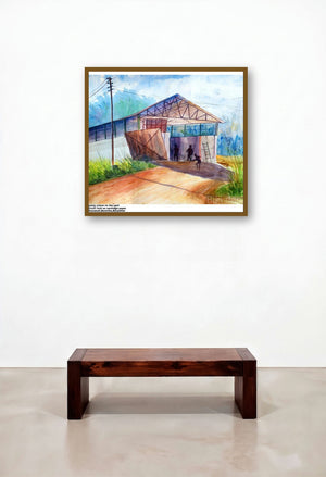 Plain Air (Open Air Serenity) by artist Biki Das displayed in a Contemporary Dining Room