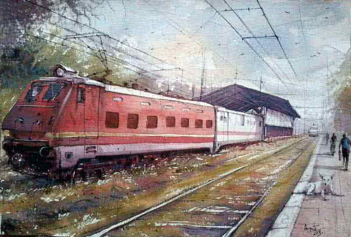 Platform 1 Painting by Amit Kapoor | ArtZolo.com