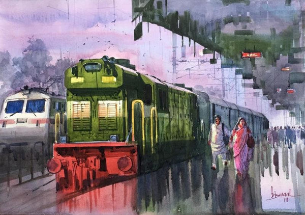 Platform 23 Painting by Bijay Biswaal | ArtZolo.com
