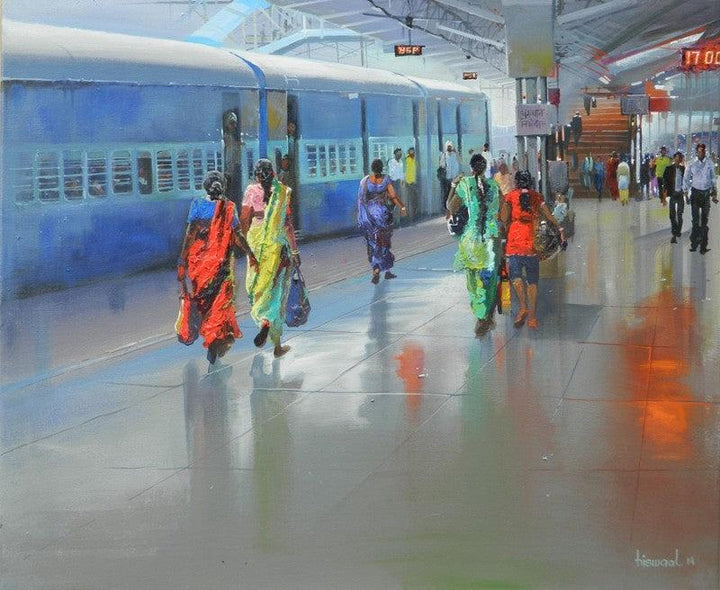 Platform No 1 Bilaspur Painting by Bijay Biswaal | ArtZolo.com