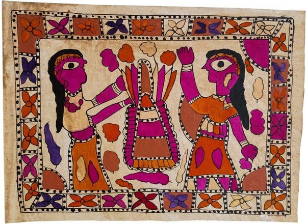 Play In The Summer Madhubani Art Traditional Art by Yamuna Devi | ArtZolo.com