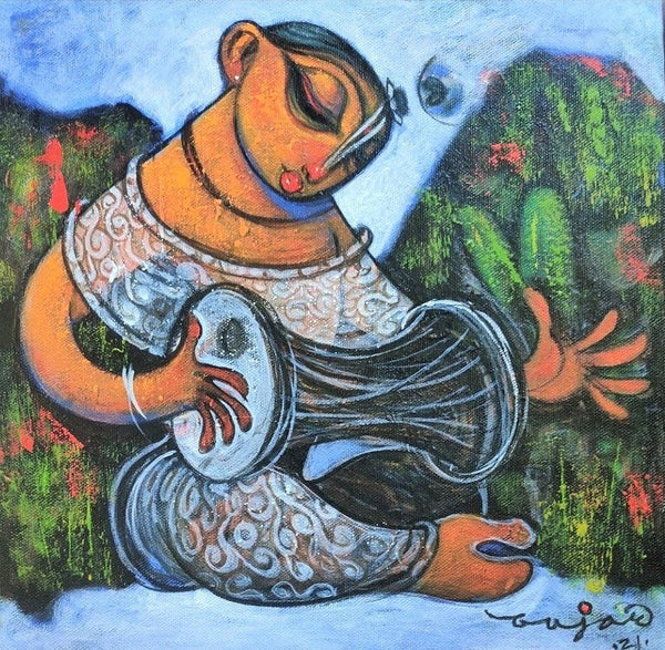 Playing Dholak Painting by Ramesh Gujar | ArtZolo.com