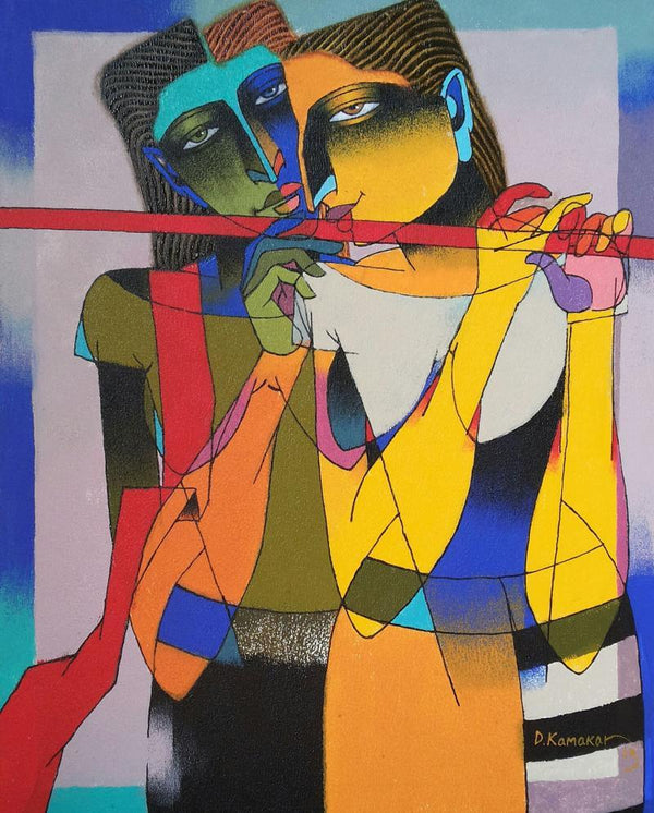 Playing Flute 1 Painting by Dayanand Karmakar | ArtZolo.com