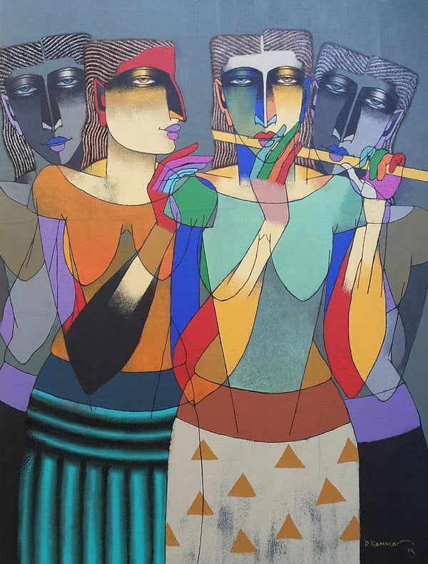 Playing Flute 3 Painting by Dayanand Karmakar | ArtZolo.com