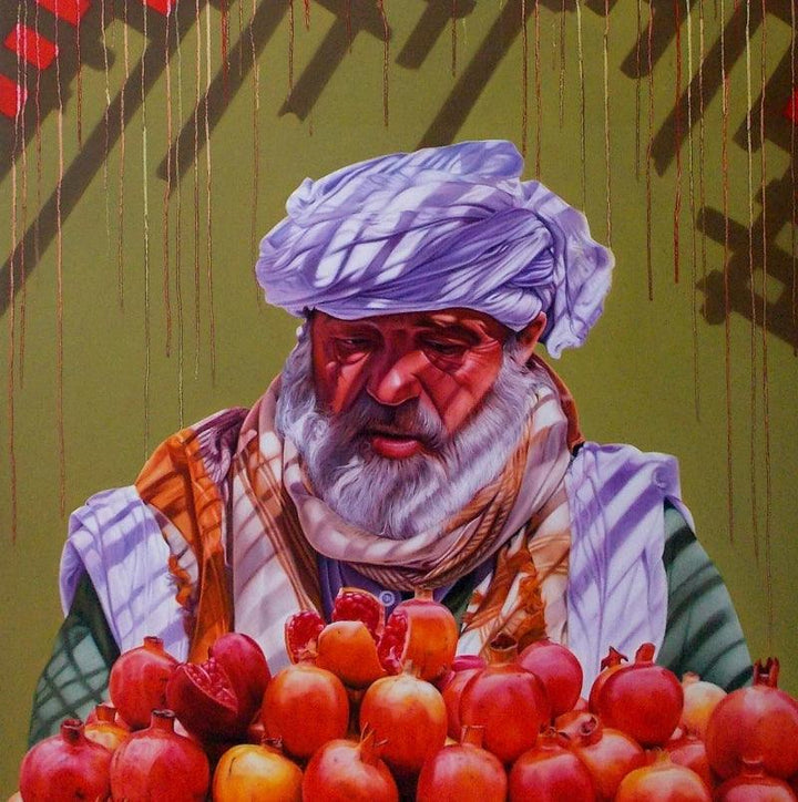 Pomegranate Vendor Painting by Abid Shaikh | ArtZolo.com