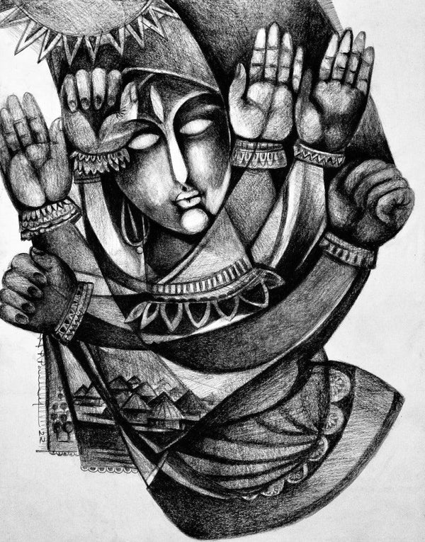 Power Of Women D Painting by N P Pandey | ArtZolo.com