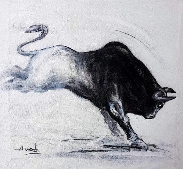 Powerful Bull Series 1 Painting by Ananda Das | ArtZolo.com
