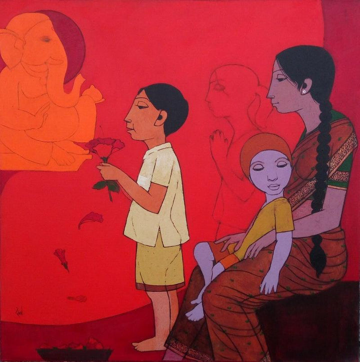 Pray With Jaswand Painting by Rahul Mhetre | ArtZolo.com