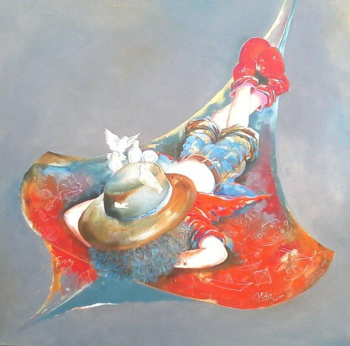 Puppy Swinging With Kite Painting by Shiv Kumar Soni | ArtZolo.com