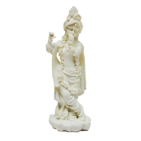 Pure White Statue Of Lord Krishna Handicraft by E Craft | ArtZolo.com