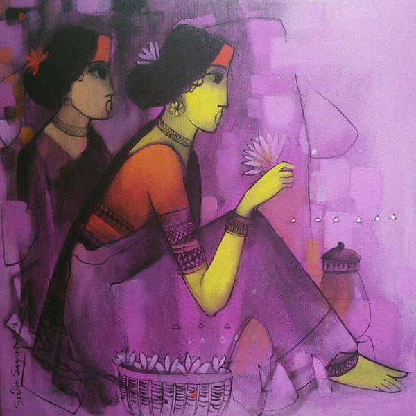Purple Gaze Painting by Sachin Sagare | ArtZolo.com