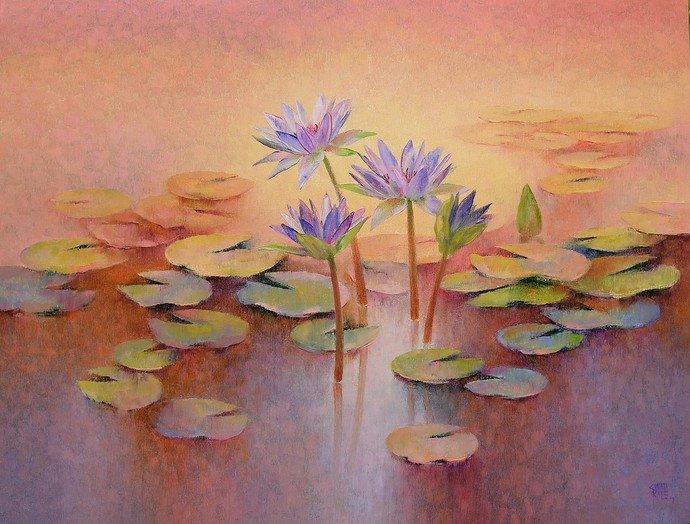 Purple Lilies Painting by Swati Kale | ArtZolo.com