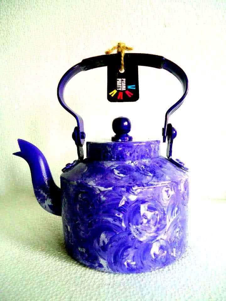 Purple Rain Textured Tea Kettle Handicraft by Rithika Kumar | ArtZolo.com