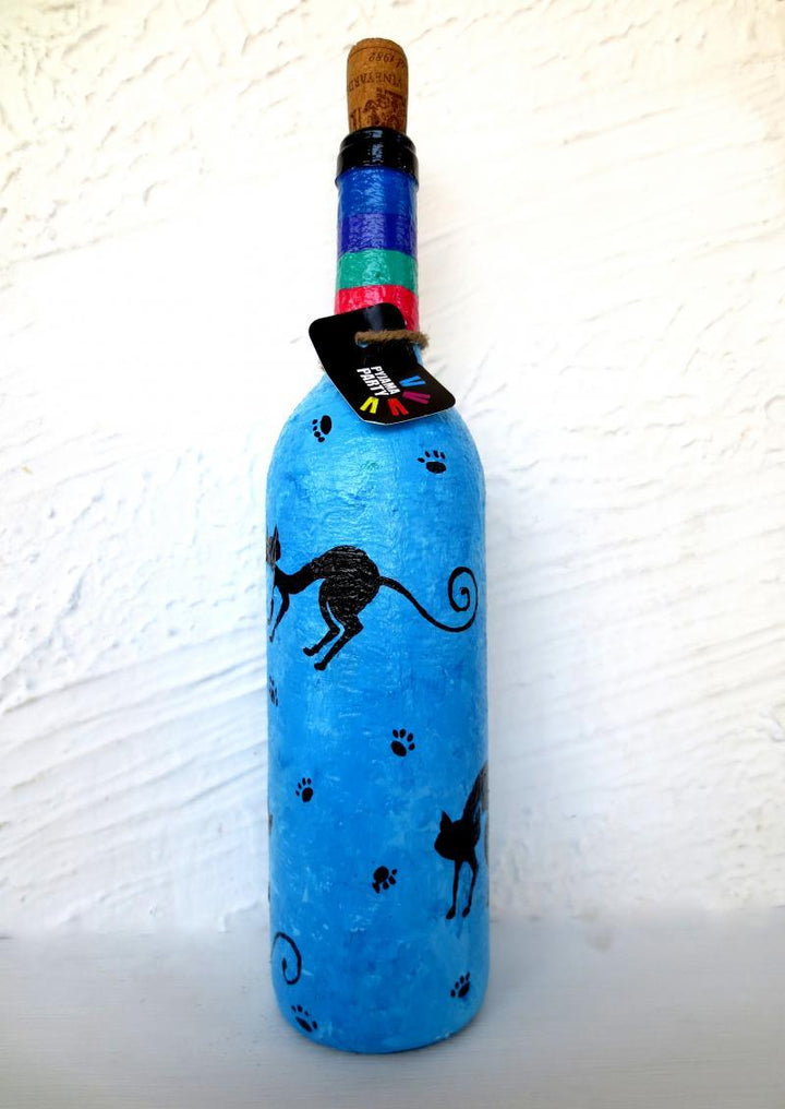 Purr Hand Painted Glass Bottles Handicraft by Rithika Kumar | ArtZolo.com