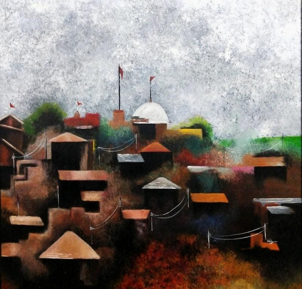 Roof Tops Painting by Ankita Dey Bhoumik | ArtZolo.com