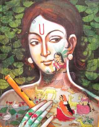 Radha All Around Painting by Pradeep Swain | ArtZolo.com
