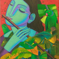 Religious acrylic painting titled 'Radha', 17x14 inches, by artist Prakash Deshmukh on Canvas