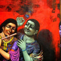 Figurative acrylic painting titled 'Radha', 36x60 inches, by artist Apet Pramod on Canvas