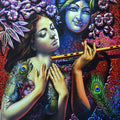 Religious acrylic painting titled 'Radha Krishna 1', 36x30 inches, by artist Prashanta Nayak on Canvas