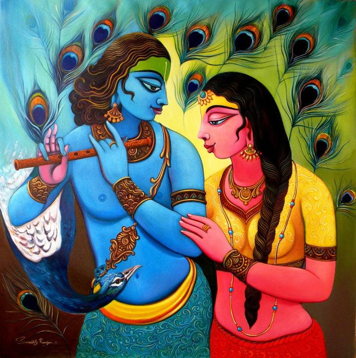 Radha Krishna 2 Painting by Sudip Routh | ArtZolo.com