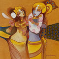 Religious acrylic painting titled 'Radha Krishna 2', 36x56 inches, by artist Prabhakar Ahobilam on Canvas