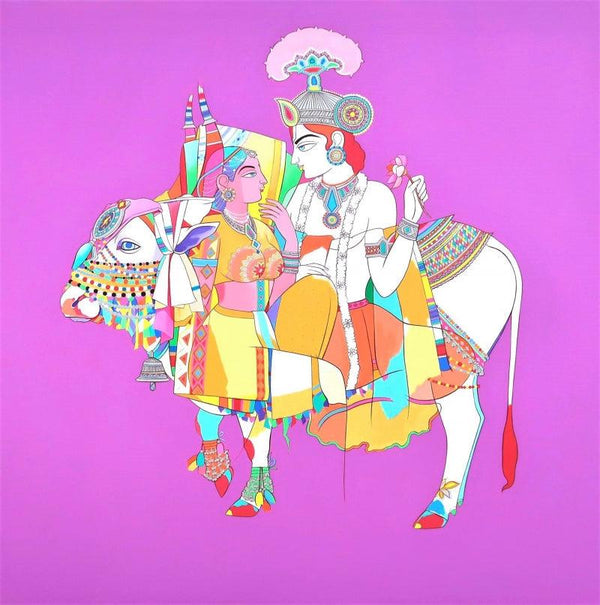 Radha Krishna 3 Painting by Mohammed Osman | ArtZolo.com