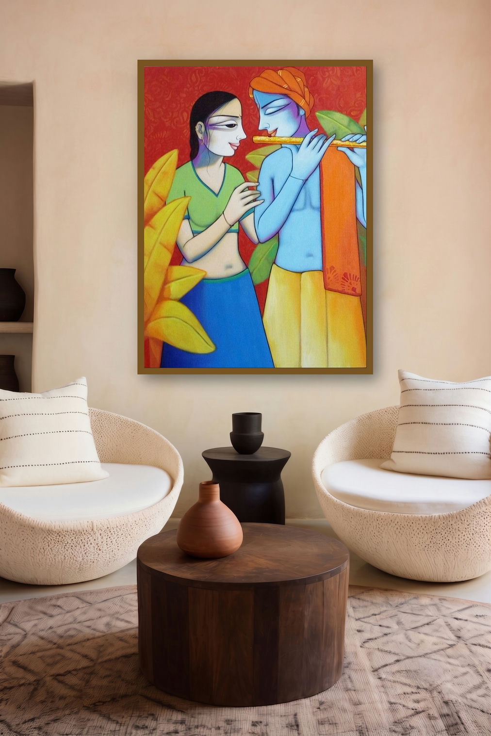 Radha Krishna 3 by artist Pravin Utge displayed in a Modern gallery