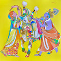 Religious acrylic painting titled 'Radha Krishna 3', 42x42 inches, by artist Mohammed Osman on Canvas