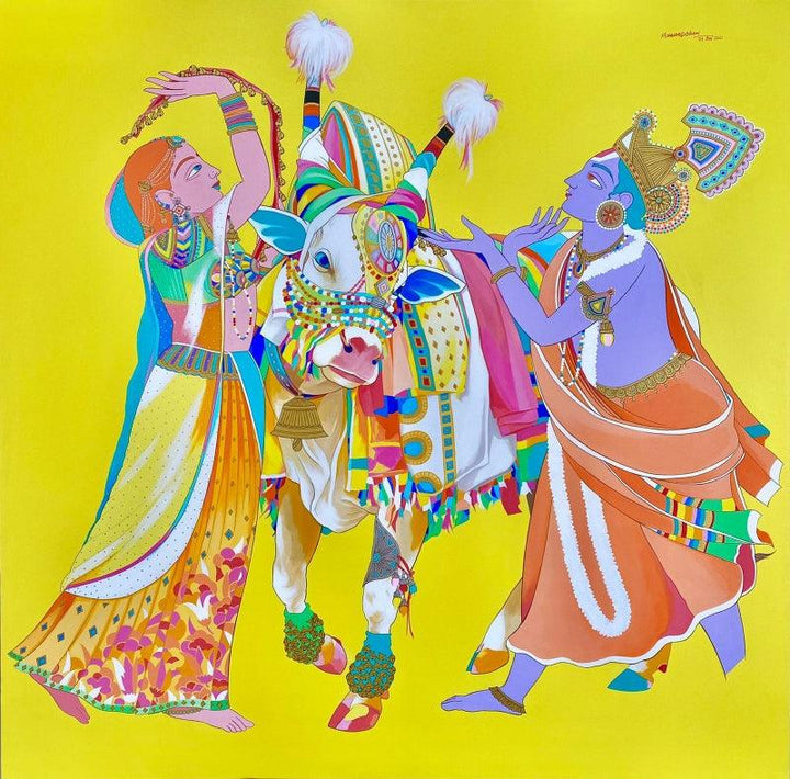 Radha Krishna 3 Painting by Mohammed Osman | ArtZolo.com