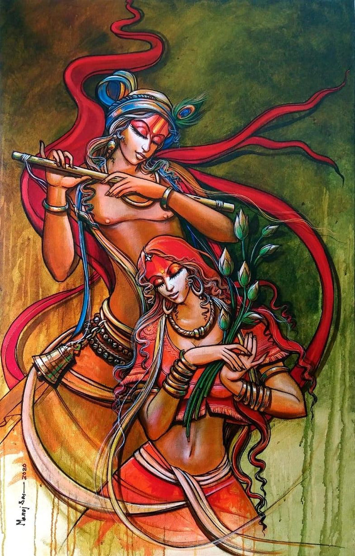 Radha Krishna 8 Painting by Manoj Das | ArtZolo.com