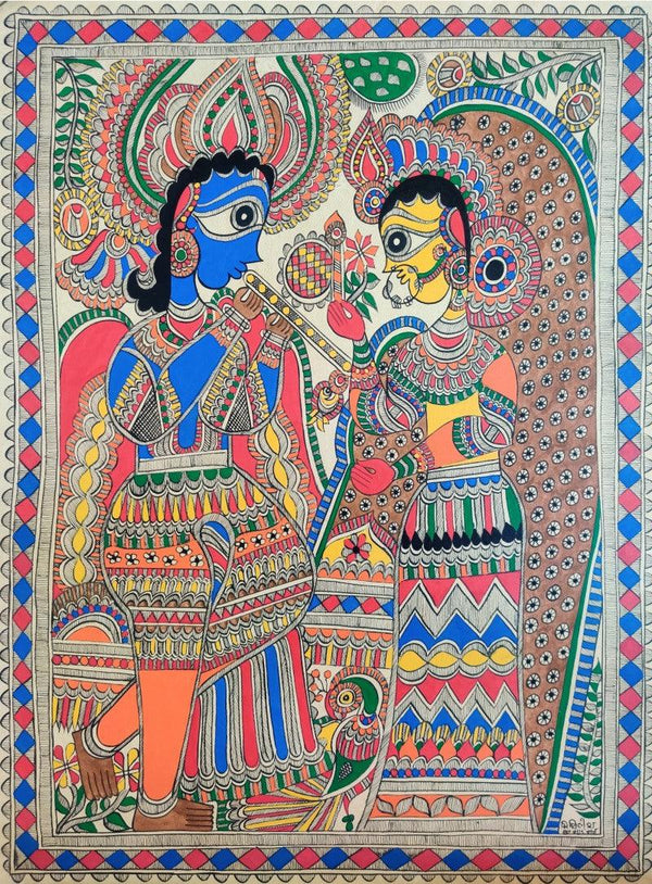 Radha Krishna Traditional Art by Mithilesh Jha | ArtZolo.com
