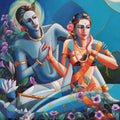Figurative acrylic oil painting titled 'Radha Krishna', 36x30 inches, by artist Tamali Das on canvas