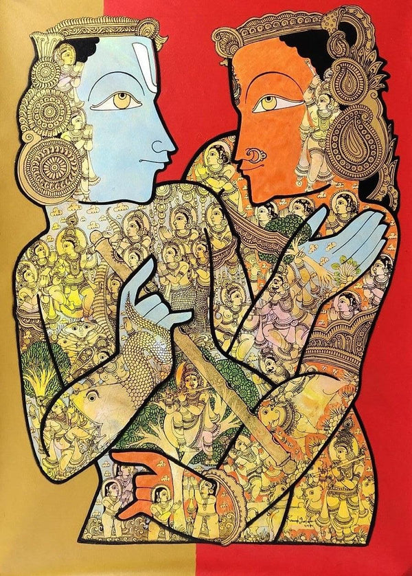 Radha Krishna Painting by Ramesh Gorjala | ArtZolo.com