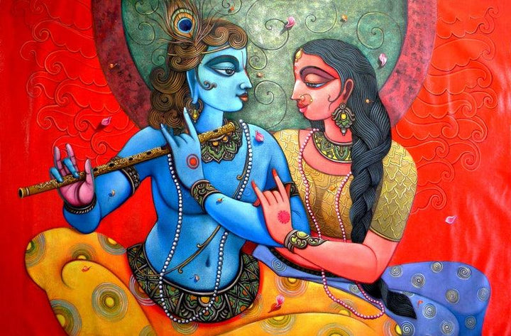 Radha Krishna Painting by Sudip Routh | ArtZolo.com