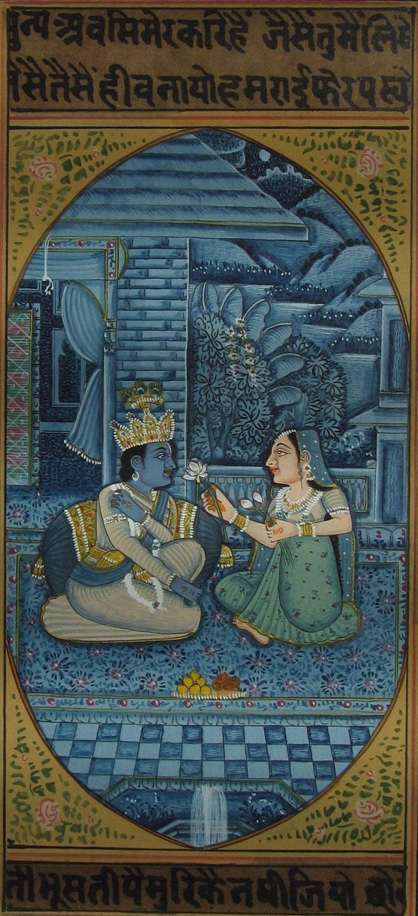 Radha Krishna Graceful Moments Traditional Art by Unknown | ArtZolo.com