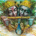 Figurative oil painting titled 'Radha Krishna I', 36x42 inches, by artist Darshan Sharma on Canvas