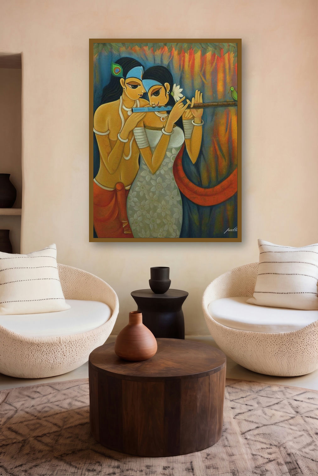 Radha Krishna Ii (Loves First Blossom) by artist Pallavi Walunj displayed in a Designer gallery