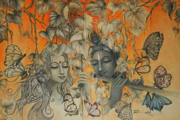 Radha Krishna Iii Painting by Rakhi Baid | ArtZolo.com