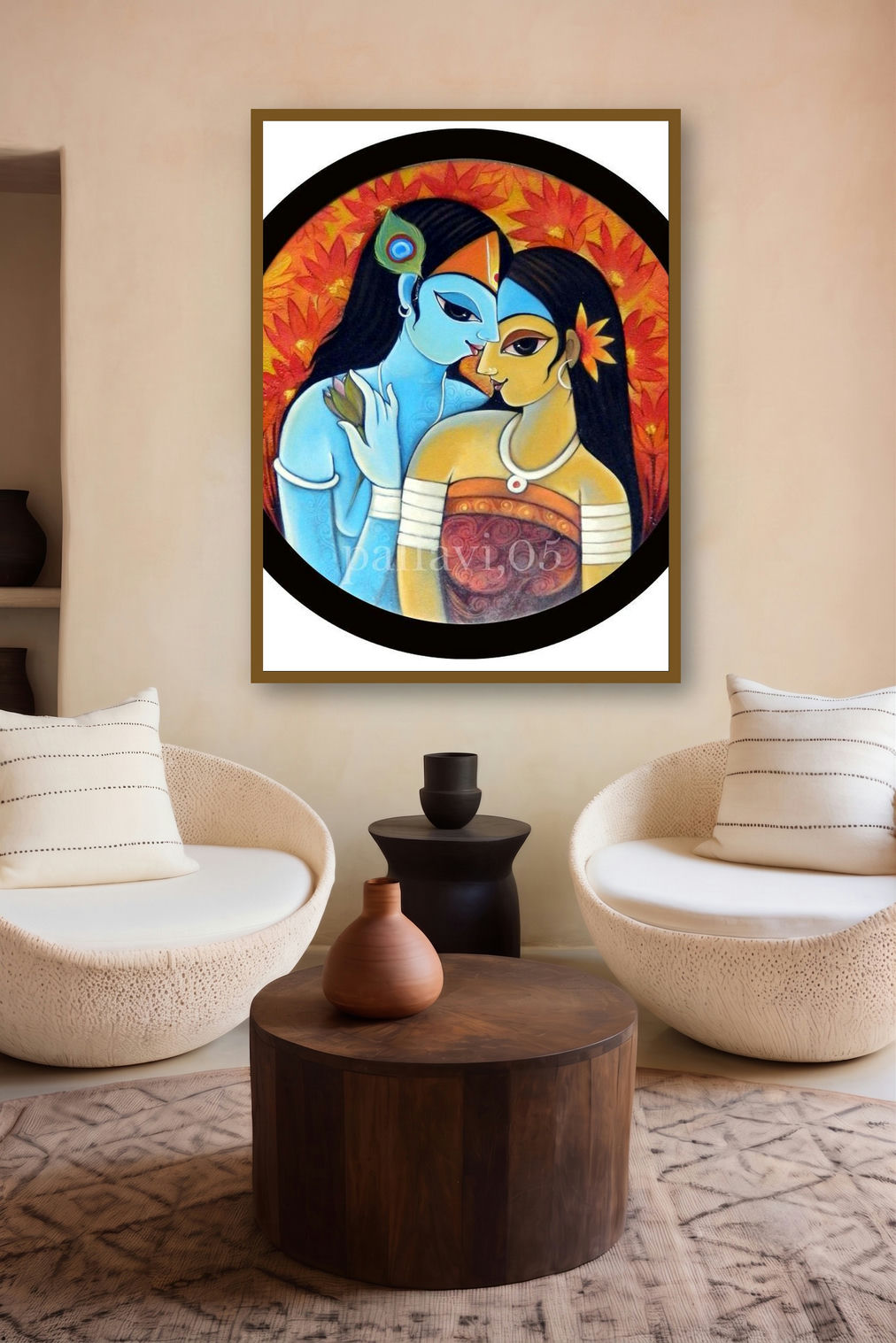 Radha Krishna Iii (Eternal Lovers) by artist Pallavi Walunj displayed in a Contemporary gallery