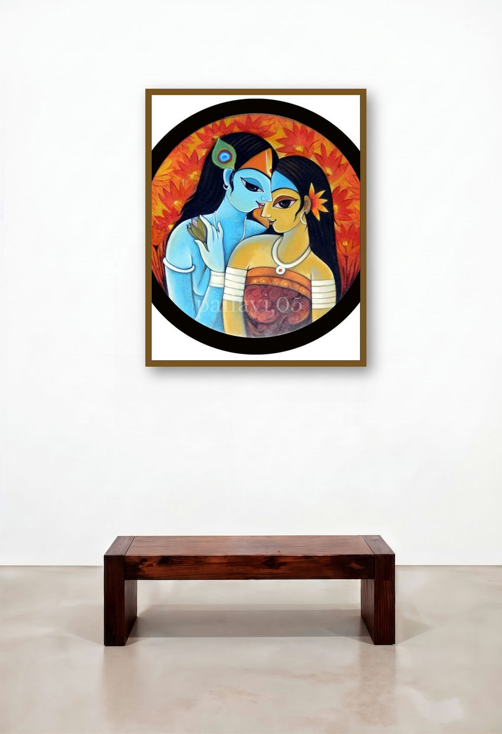 Radha Krishna Iii (Eternal Lovers) by artist Pallavi Walunj displayed in a Traditional Dining Room