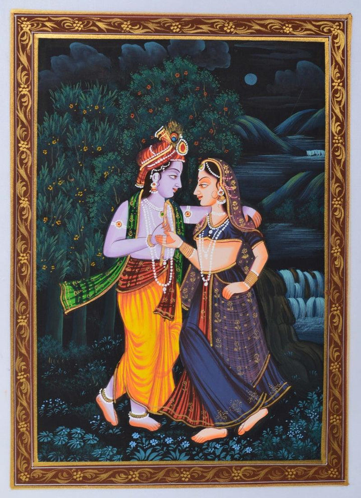 Radha Krishna Moments Traditional Art by Unknown | ArtZolo.com