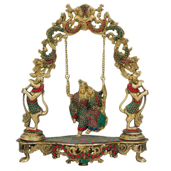 Radha Krishna On A Swing Handicraft by Brass Handicrafts | ArtZolo.com