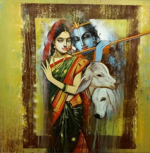 Radha Krishna Series Painting by Vijay Gille | ArtZolo.com