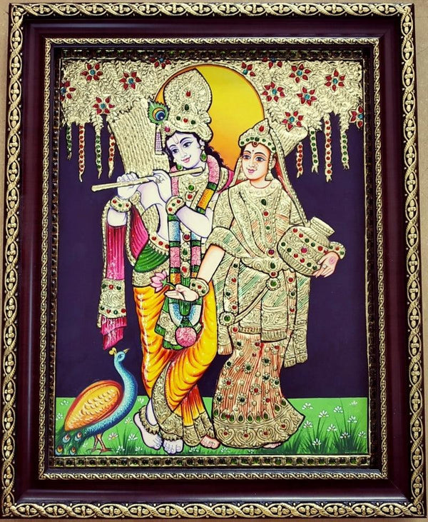 Radha Krishna Tanjore Painting 10 Traditional Art by Vani Vijay | ArtZolo.com