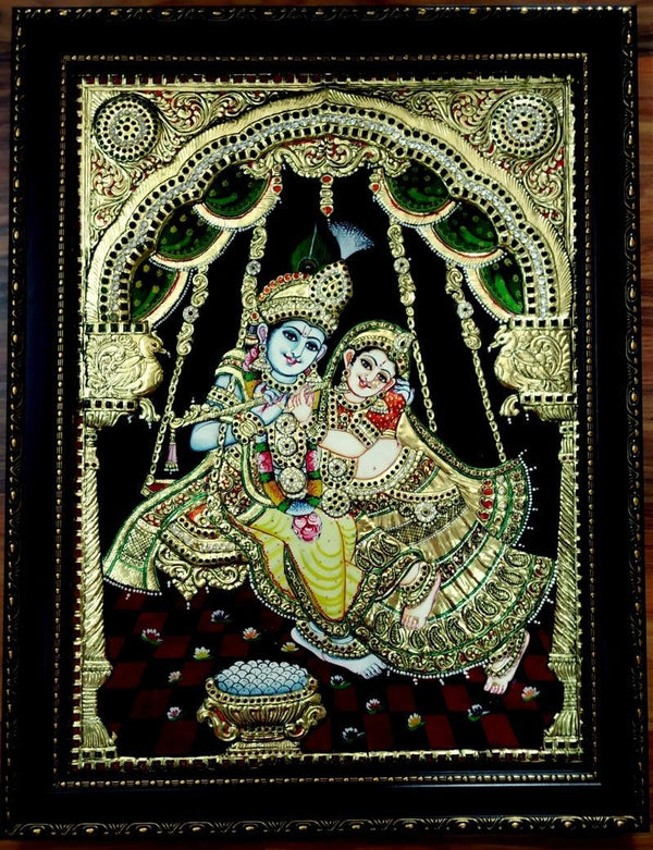 Radha Krishna Tanjore Painting 3 Traditional Art by Vani Vijay | ArtZolo.com