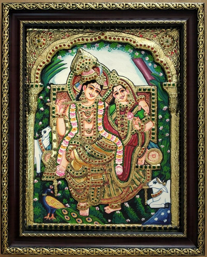 Radha Krishna Tanjore Painting 9 Traditional Art by Vani Vijay | ArtZolo.com