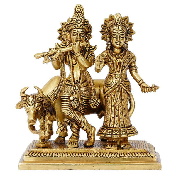 Radha Krishna With Cow Handicraft by Brass Handicrafts | ArtZolo.com